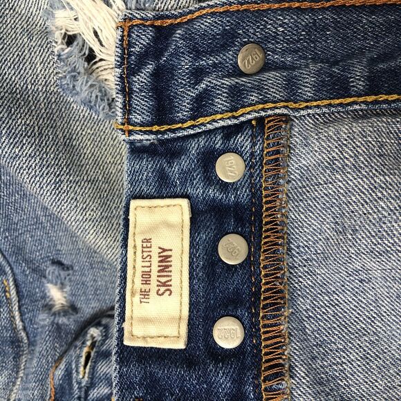Hollister Skinny Jean Size 30x32 Destroyed Light Wash 100% Cotton - Picture 4 of 12